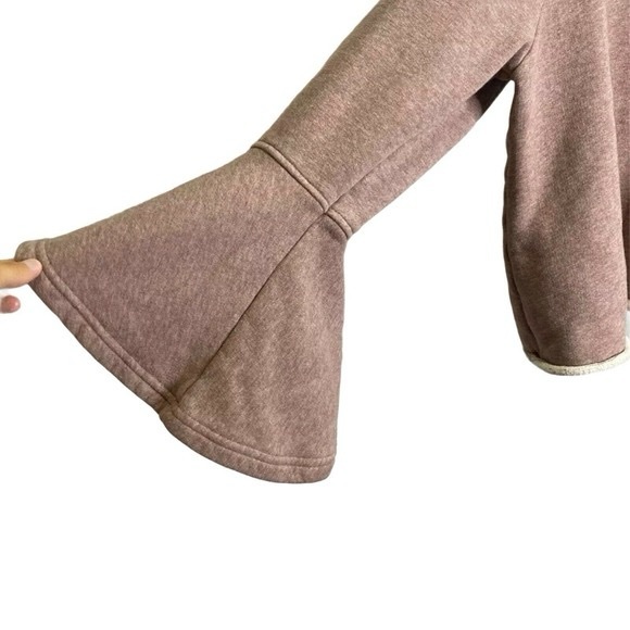 Anthropologie Melrose & Market Bell Sleeve Hoodie Mauve Pink Sz M Feminine Boho - Picture 6 of 6